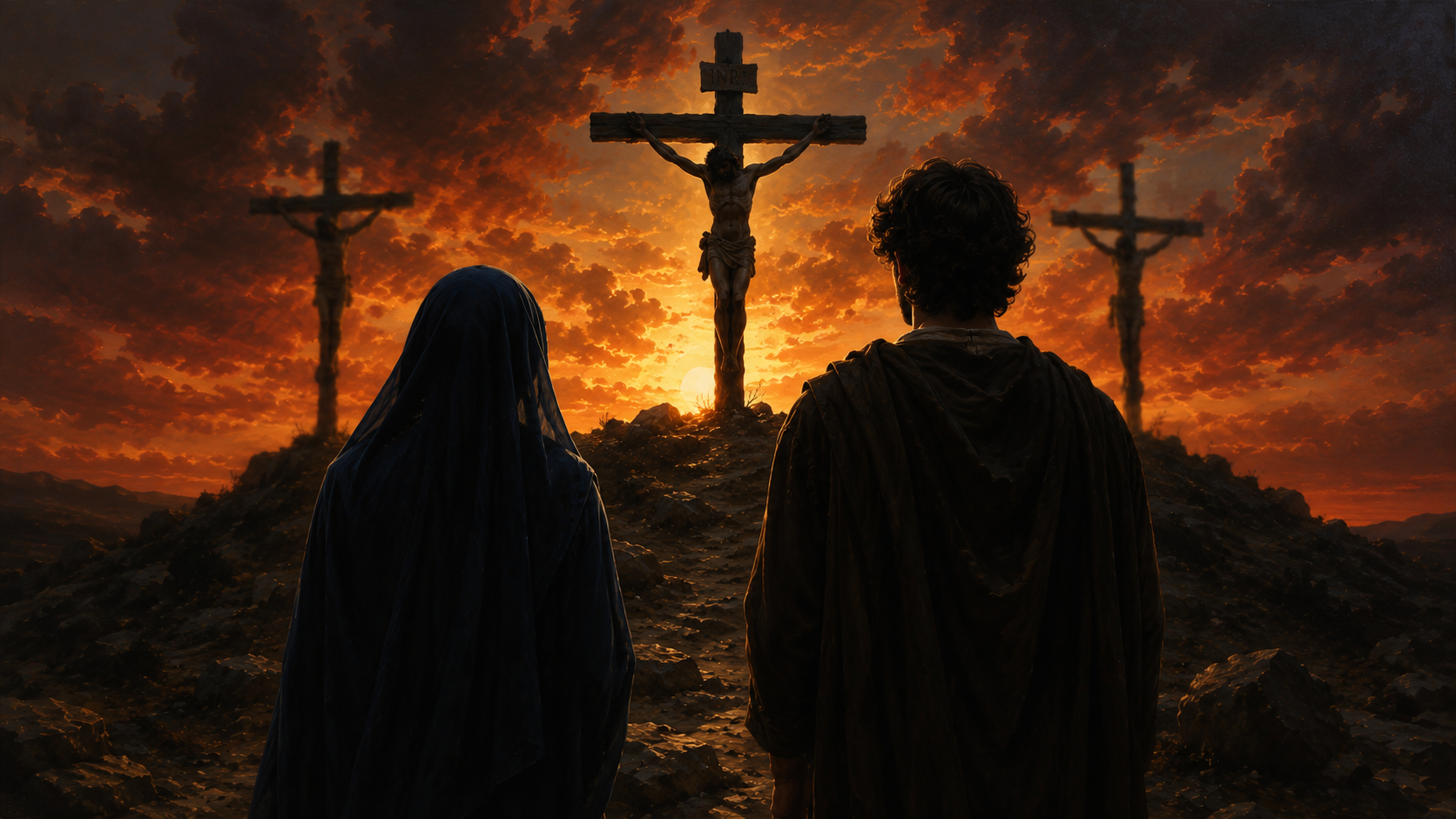 Trois croix sur le Golgotha